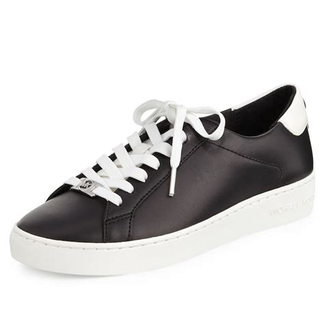 michael kors irving lace up sneakers black|Irving Leather and Embossed Stripe Sneaker .